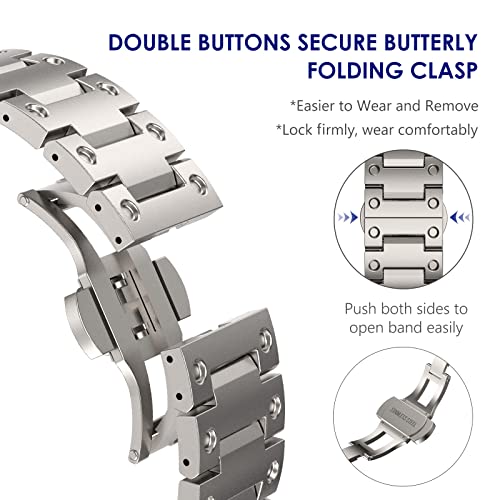 WINGLE Metal Band for Samsung Galaxy Watch 7 6 5 4 Band Galaxy Watch 5 Pro/6 Classic/4 Classic/FE Bands Men 45mm 47mm 43mm 46mm 42mm 44mm 40mm, 20mm Stainless Steel Bands Watch 3 41mm, Titanium - Image 4