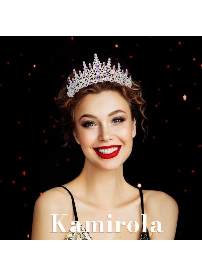 Kamirola Vintage Tiaras And Crowns For Women Bridal Crown Princess Tiaras Headband Costume Party Accessories（Tr19） (Silver & Purple) - Image 5