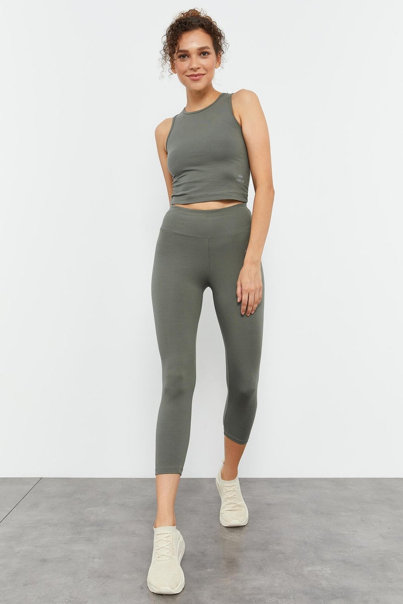 Tommy Life Çağla Women's High Waist Capri-Crop Tank Top Slim Fit Tights Set - 95284  - Image 5