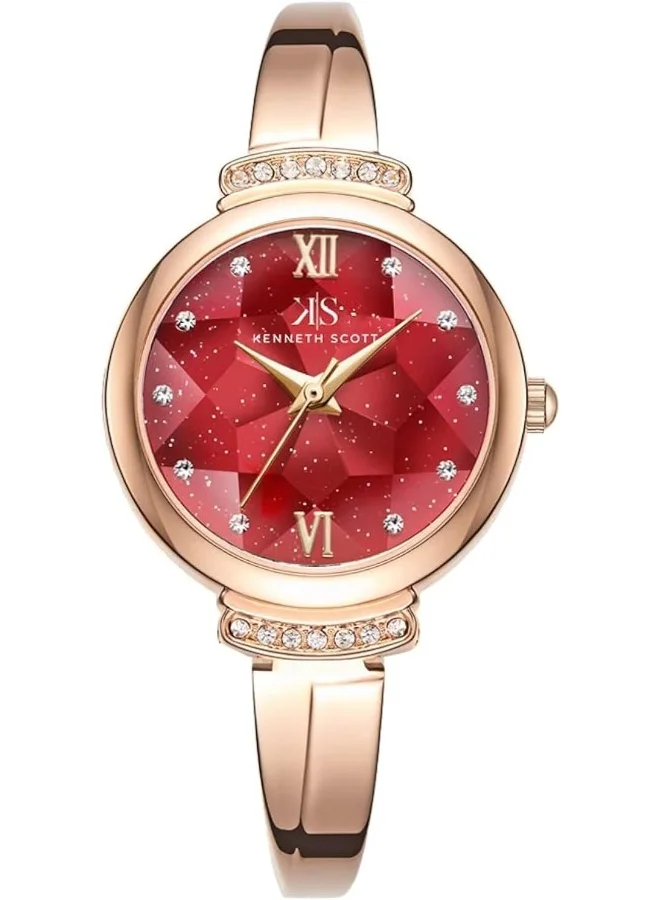 KENNETH SCOTT Kenneth Scott Women's Quartz Movement Watch, Analog Display and Alloy Strap - K22522-RBKR, Rose Gold