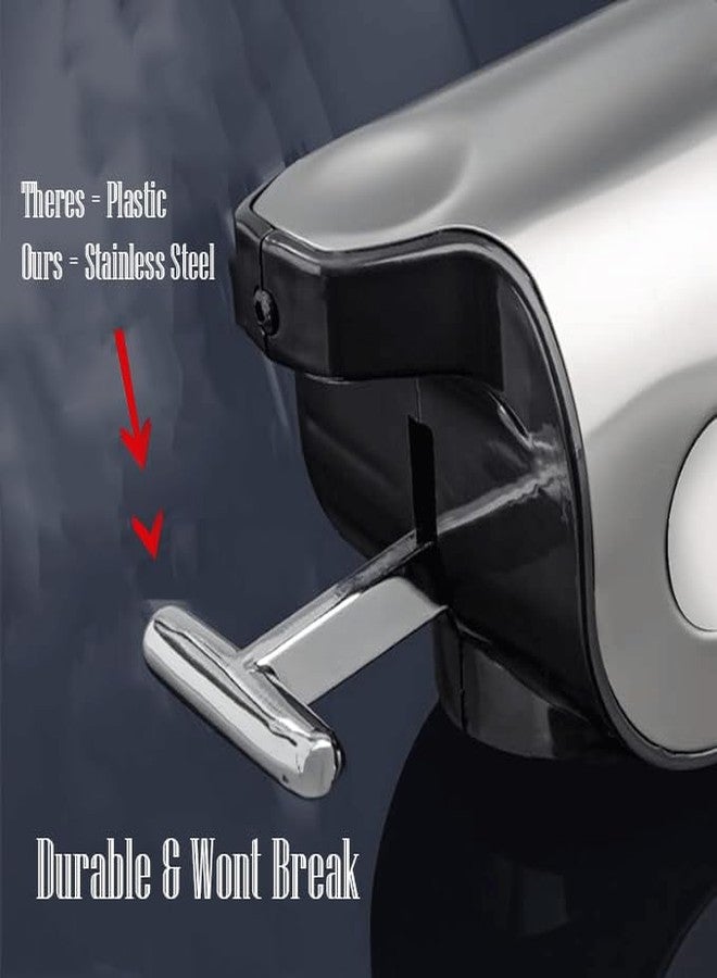 Stainless Steel Drill Free Triple Wall Mount Soap Dispenser Set Shower Bathroom Pump, 3 x 500ML Shampoo Conditioner, Adhesive Reusable Luxury Organizer Declutter Spring Cleaning Gift Idea Fathers Day - Image 3