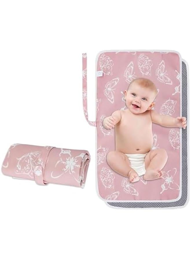 Portable Diaper Changing Pad, Waterproof Foldable Baby Changing Mat, Travel Changing Pad for Toddlers, Baby, Newborns, Pink - Image 1