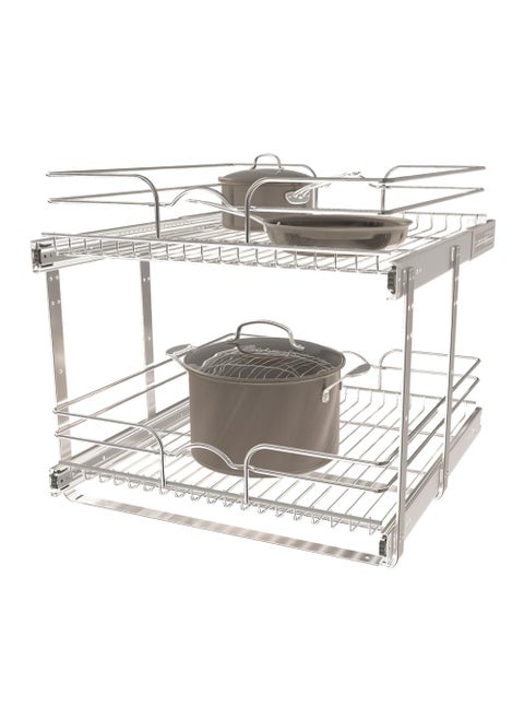 RevAShelf 2 Tier Kitchen Cabinet Pullout Shelf and Drawer Organizer Slide Out Pantry Storage Basket in Multiple Sizes 21 x 22 In 5WB22122CR1