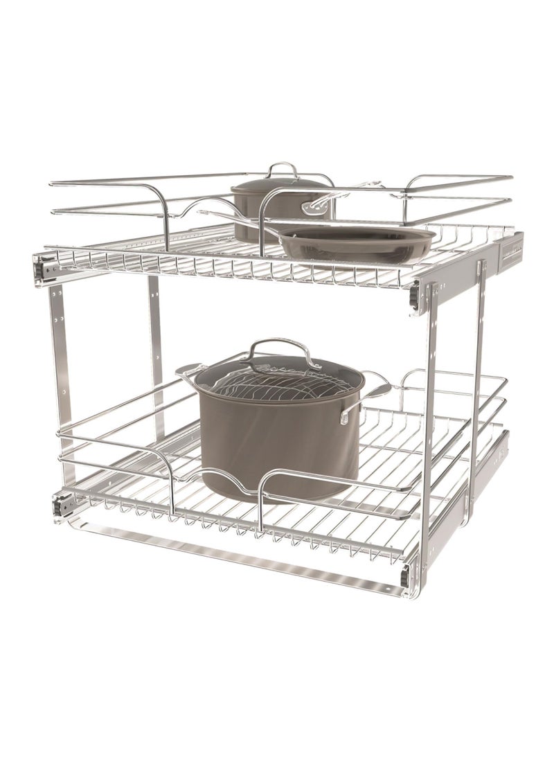 Rev-A-Shelf RevAShelf 2 Tier Kitchen Cabinet Pullout Shelf and Drawer Organizer Slide Out Pantry Storage Basket in Multiple Sizes 21 x 22 In 5WB22122CR1 