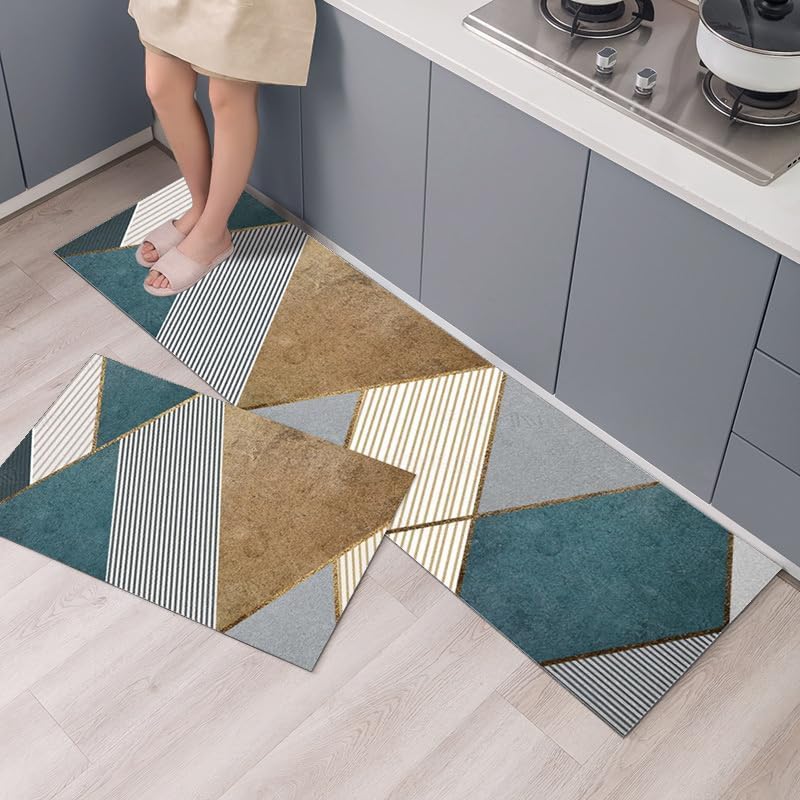 Suicune Kitchen Mats 2 PCS Anti Fatigue Kitchen Rugs Non Skid Waterproof Kitchen Floor Mat Cushioned Kitchen Rugs Farmhouse Comfort Standing Kitchen Mats for Floor House Sink Office