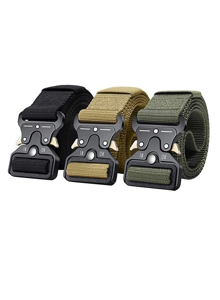 Men's Tactical Belts Set of 3 Military Style Versatile Adjustable Waist Belts for Outdoor and Casual Use - Image 1