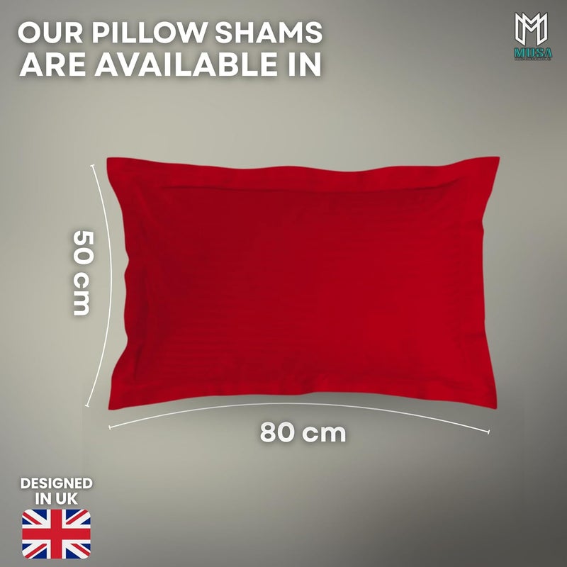 MUSA MUSA® Striped Cotton Pillow Covers – Soft, Breathable & Hotel-Inspired Pillow Covers with Envelope Closure | Elegant 5cm Oxford Frame Design for Bedroom & Home Décor (4, Red, 50 x 80cm) - Image 2