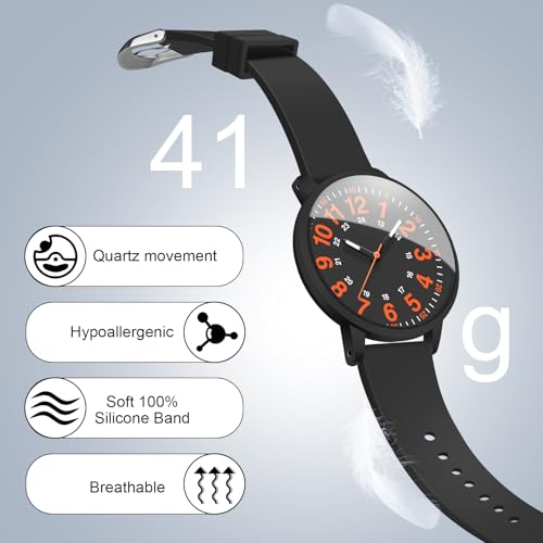 Asan Ge Black Women's Silicone Watch, Large Dial Fashionable Waterproof Wrist Watch, Easy to Read, Multiple Colors Available, Suitable for Casual Outdoors - Image 3