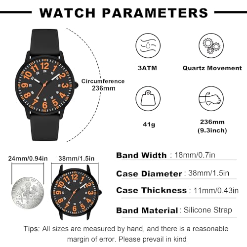 Asan Ge Black Women's Silicone Watch, Large Dial Fashionable Waterproof Wrist Watch, Easy to Read, Multiple Colors Available, Suitable for Casual Outdoors - Image 5