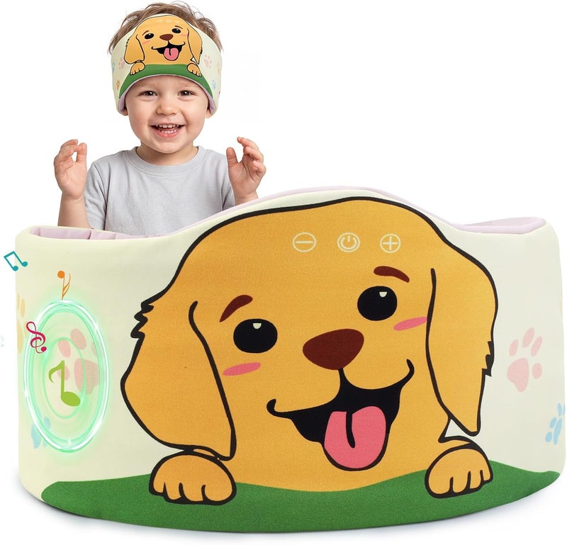 ZHENYEMEI Toddler Headband Headphones Wireless, Kids Bluetooth Earphones for iPad, Safe Volume - Wired School Headphones for Kids with 3.5 MM Jack & Travel Bag Travel Plane Accessories for Boys & Girls (Dog) - Image 1