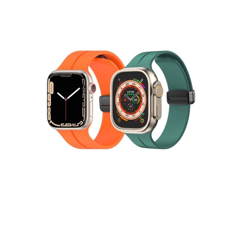 BURAQ 2-Pack Sports Strap Compatible with Apple Watch 49/46/45/44/42mm – Series Ultra 2/Ultra/9/8/7/6/5/4/3/2/1/SE – Model #1110 - Image 1