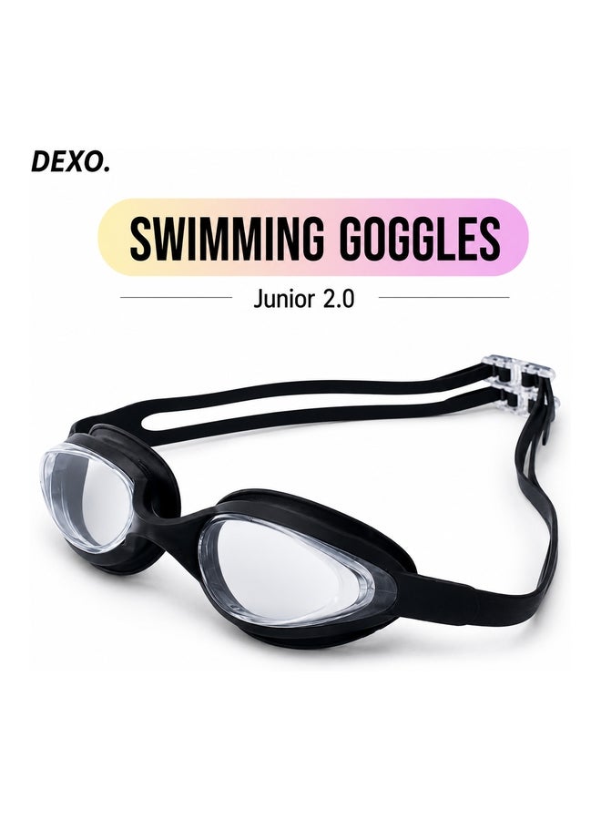 DEXO نظارات سباحة جونيور 2.0 - مضادة للضباب، سيليكون مانع للتسرب، حزام قابل للتعديل، نظارات سباحة للأطفال للأولاد والبنات (كوبالت/أسود) - Image 1