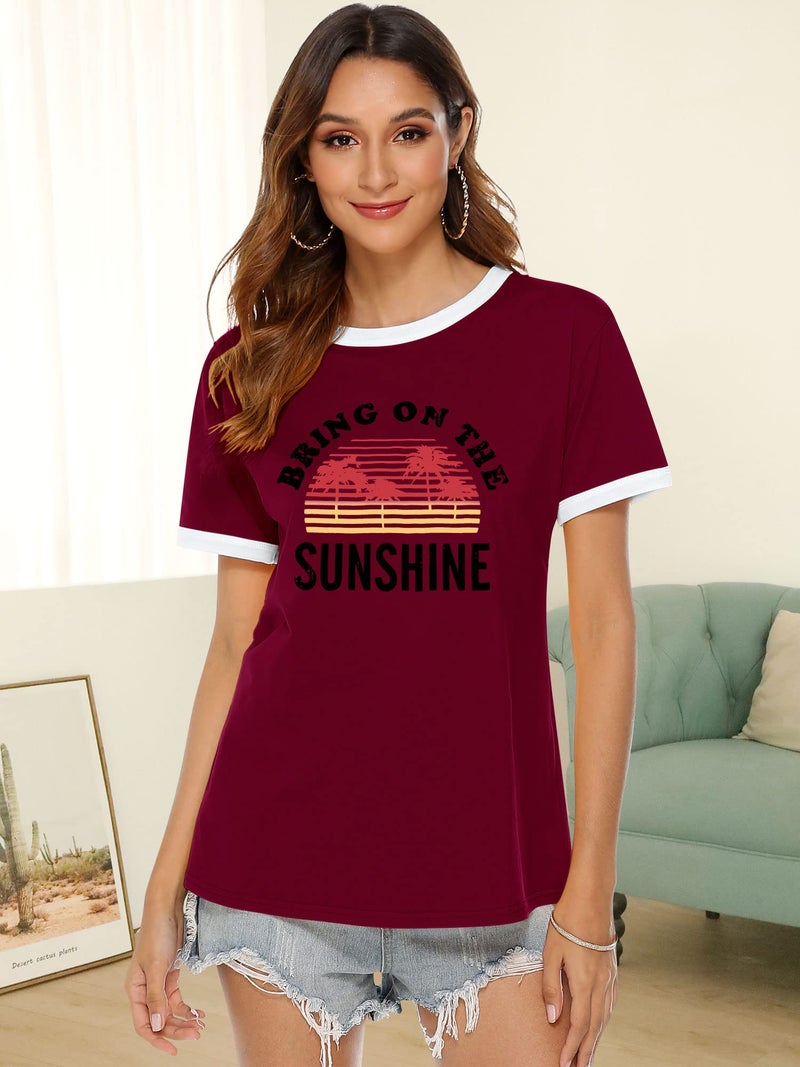Nlife Bring On The Sunshine Graphic Short Sleeves Tees Blouses for Women Tops Sweaters for Women - Image 3