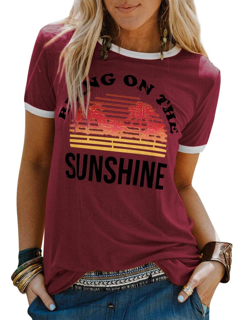 Nlife Bring On The Sunshine Graphic Short Sleeves Tees Blouses for Women Tops Sweaters for Women - Image 1