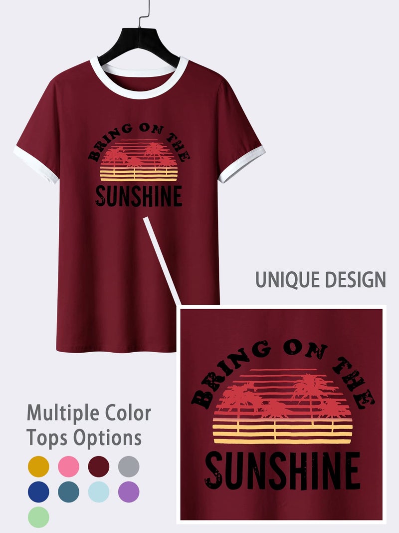 Nlife Bring On The Sunshine Graphic Short Sleeves Tees Blouses for Women Tops Sweaters for Women - Image 4