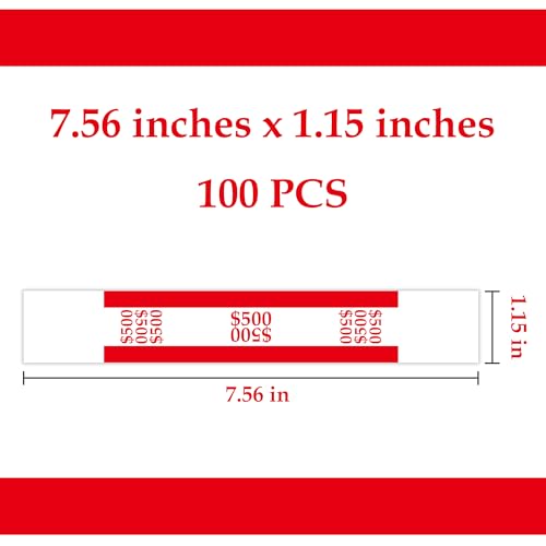 L LIKED Pack of 100 Currency Straps Money Bands, Self Sealing Money Bill Wrappers (Red $500-100 PCS) - Image 3