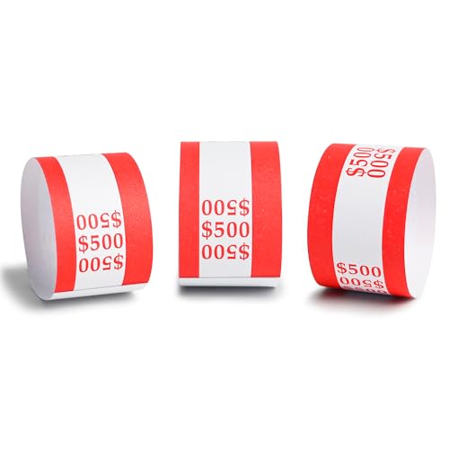 L LIKED Pack of 100 Currency Straps Money Bands, Self Sealing Money Bill Wrappers (Red $500-100 PCS) - Image 4