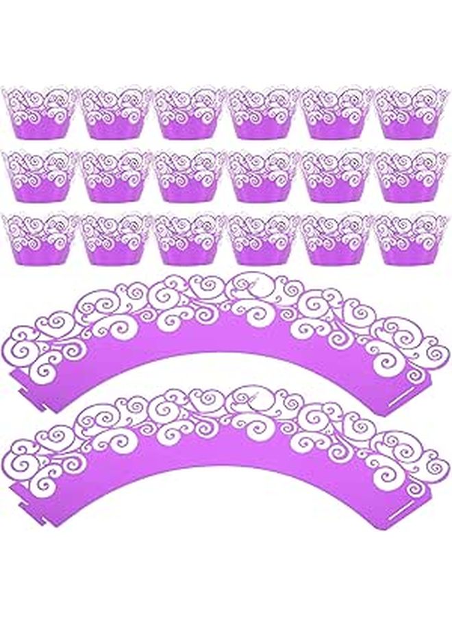 Luxshiny 50pcs Purple Foil Cupcake Liners Wrappers Hollow Border Baking Cups For Muffins Dessert Party - Image 1