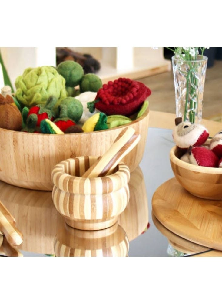 بريميم مجموعة هاون ومدقة خشبية - وعاء مطحنة بهارات طبيعي مصنوع يدويًا للمطبخ - Image 3