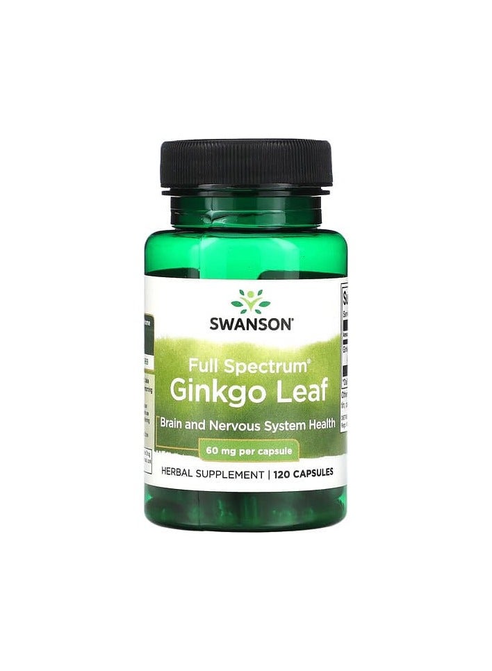 SWANSON Full Spectrum Ginkgo Leaf, 60 mg, 120 Capsules