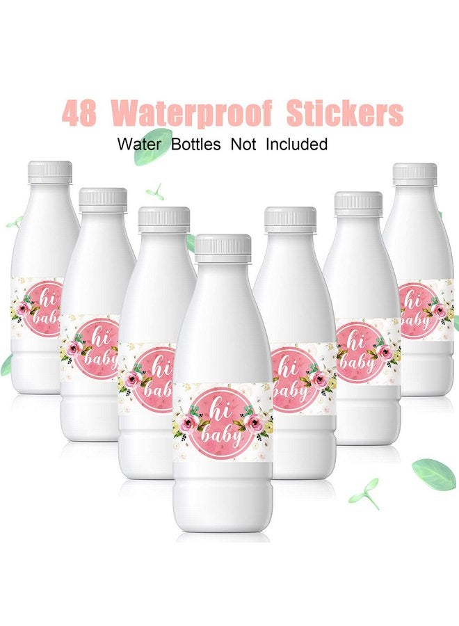 Zonon 48 Pieces Pink Baby Shower Water Bottle Labels Floral Baby Shower Decorations Waterproof Water Bottle Stickers Wrappers for Pink Floral Themed Baby Shower Favors - Image 5