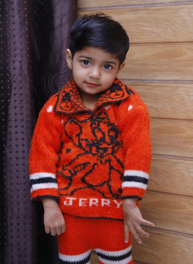 Honbon New Born Baby Soft Woolen Sweater with Pajama Warm Clothes for Winter Wear 1-2 Years Full Sleeve Collar Neck Red Color (1Set) - Image 4