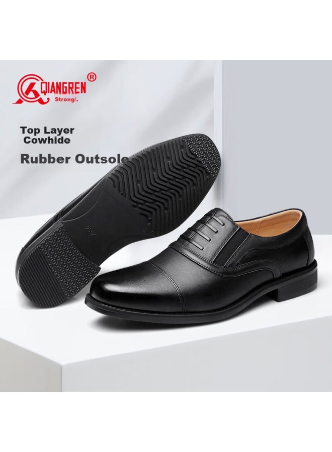 Strongman Qiangren Business Formal Shoes For Men, Jihua 3515 Quality Top-grain Leather Dress Shoes, Slip-on Three-joint Leather Shoes, Black, Size 44 - Image 3