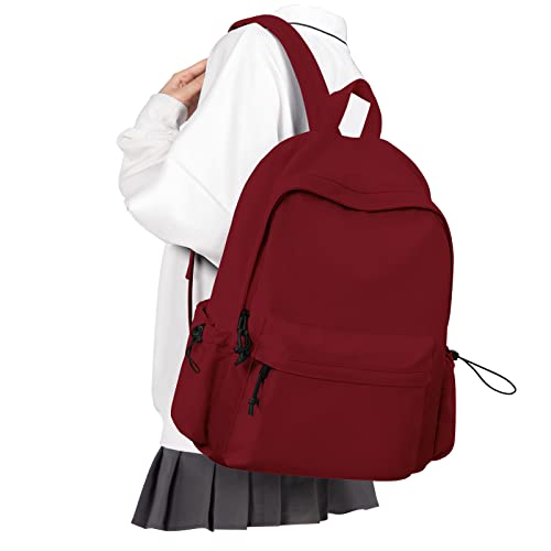 VECAVE School Backpack Red Waterproof Bookbag Casual Lightweight Travel Rucksack Daypack Backpacks for Men Women College High School Bags backpack for Boys Girls Teens - Image 1