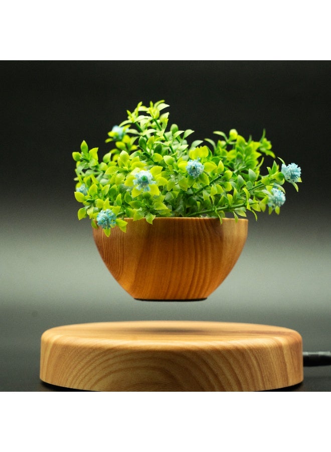 Magnetic Levitation Floating Plant Pot with Wooden - Image 1