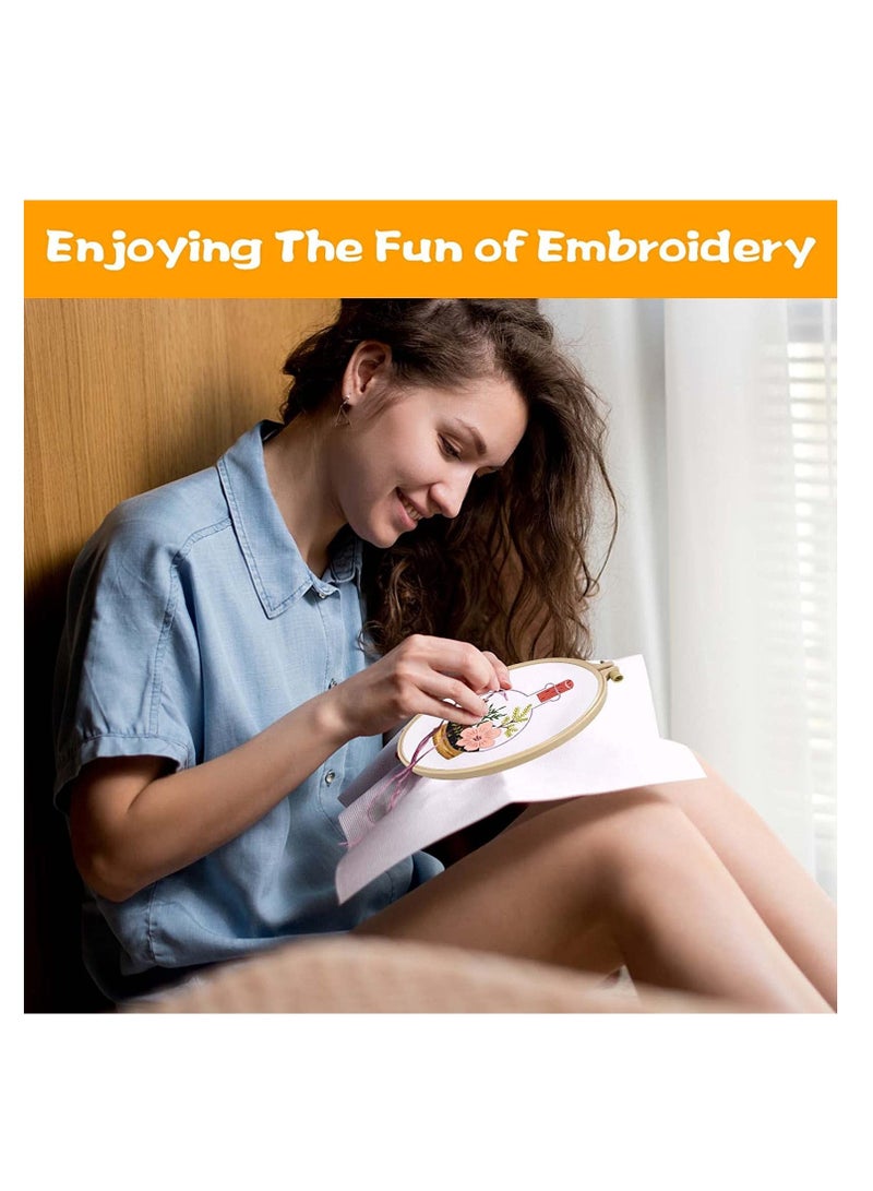 Embroidery Kit Beginner Adult Embroidery Material Pack Green Plants Succulents Pattern Collection Adult DIY Handmade Cross Stitch Embroidery Pictures Set for DIY Art Craft Sewing 3 Sets - Image 4