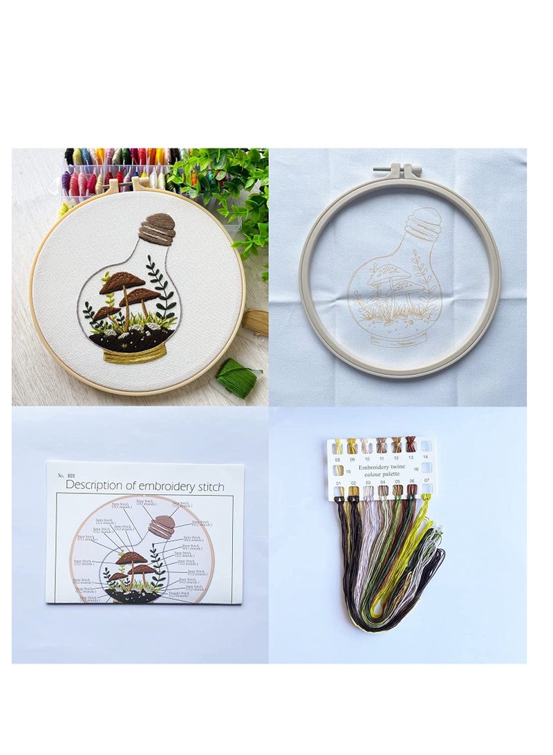 Embroidery Kit Beginner Adult Embroidery Material Pack Green Plants Succulents Pattern Collection Adult DIY Handmade Cross Stitch Embroidery Pictures Set for DIY Art Craft Sewing 3 Sets - Image 5