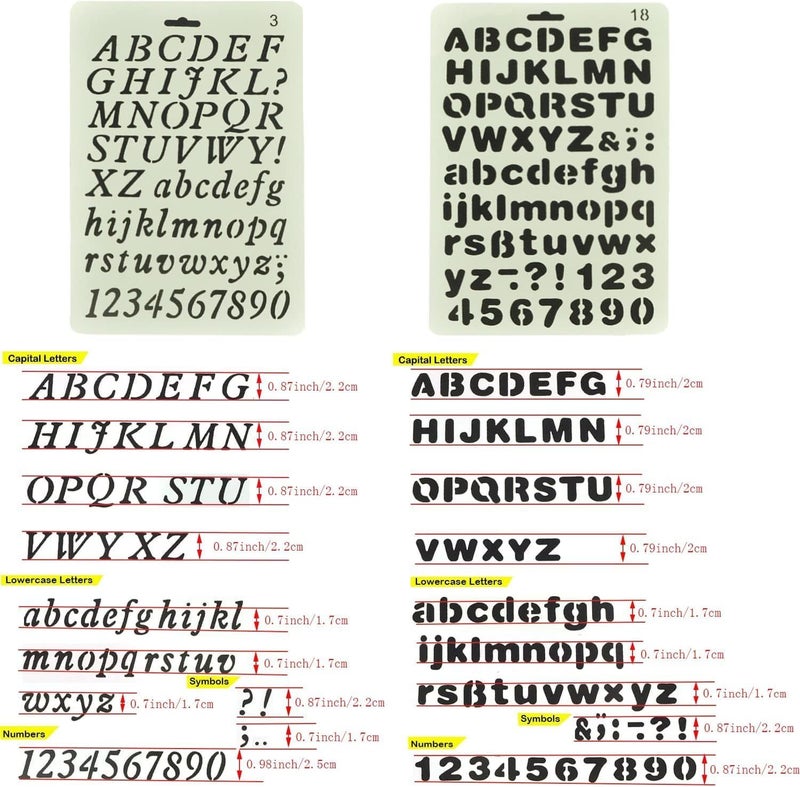 XUTONG Pack of 4 Plastic Alphabet Letter Number Drawing Painting Stencils Scale Template Sets for Bullet Journal Stencil Planner/Scrapbook/DIY Painting Craft Projects - Image 2