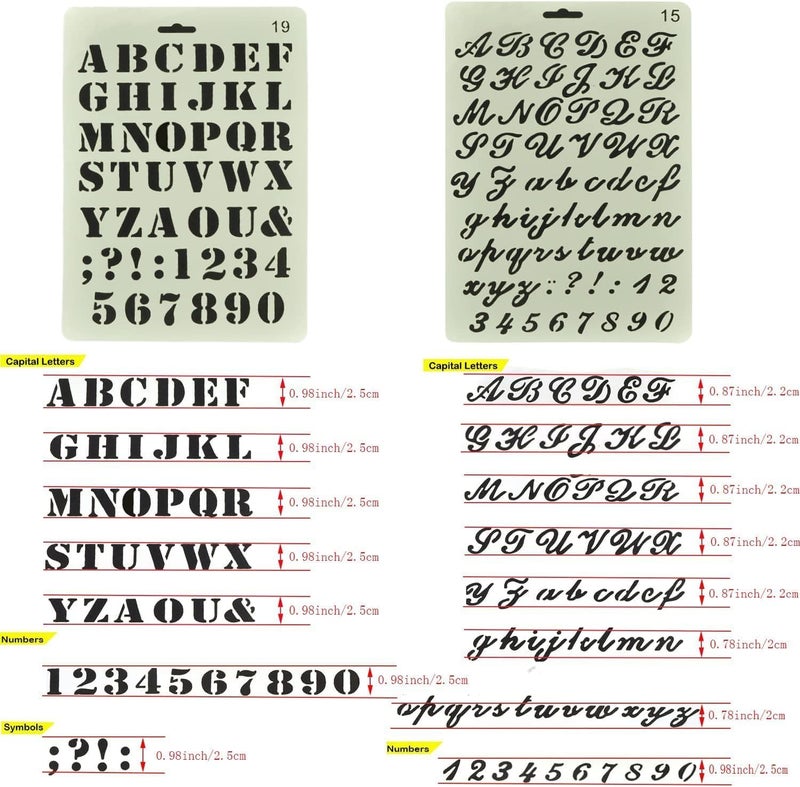 XUTONG Pack of 4 Plastic Alphabet Letter Number Drawing Painting Stencils Scale Template Sets for Bullet Journal Stencil Planner/Scrapbook/DIY Painting Craft Projects - Image 3