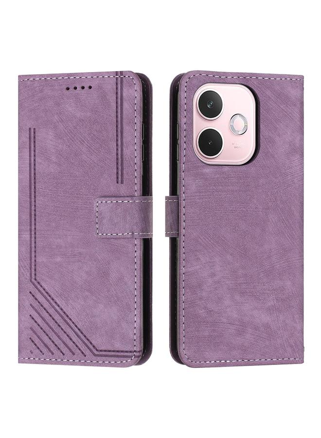 S-TOP Case For OPPO A5 Pro 5G Global Skin Feel Stripe Pattern Leather Phone Case with Long Lanyard - Image 1