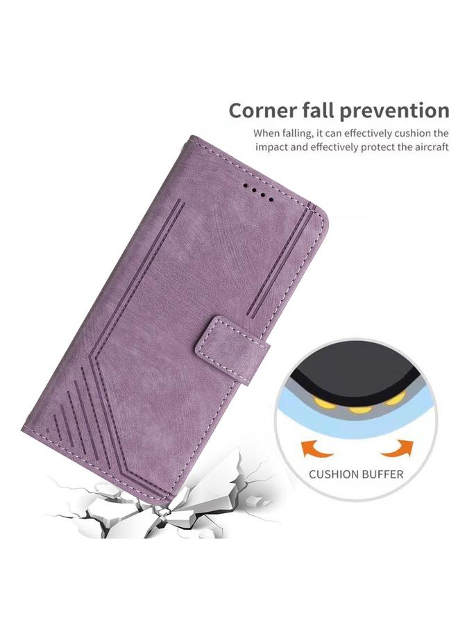 S-TOP Case For OPPO A5 Pro 5G Global Skin Feel Stripe Pattern Leather Phone Case with Long Lanyard - Image 5