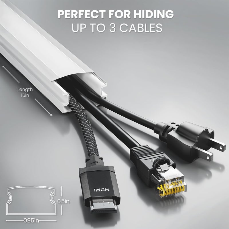EVEO Cord Covers for Wires on Wall - 150in Cable Management Cable Hider - Cord Hiders for TV On Wall - Paintable Cable Concealer - Wire Covers for Cords - 10X (L16 x W0.95 x H0.5) - Medium, White - Image 4