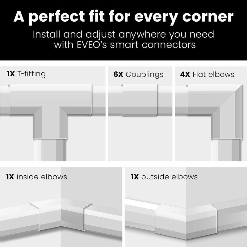 EVEO Cord Covers for Wires on Wall - 150in Cable Management Cable Hider - Cord Hiders for TV On Wall - Paintable Cable Concealer - Wire Covers for Cords - 10X (L16 x W0.95 x H0.5) - Medium, White - Image 5