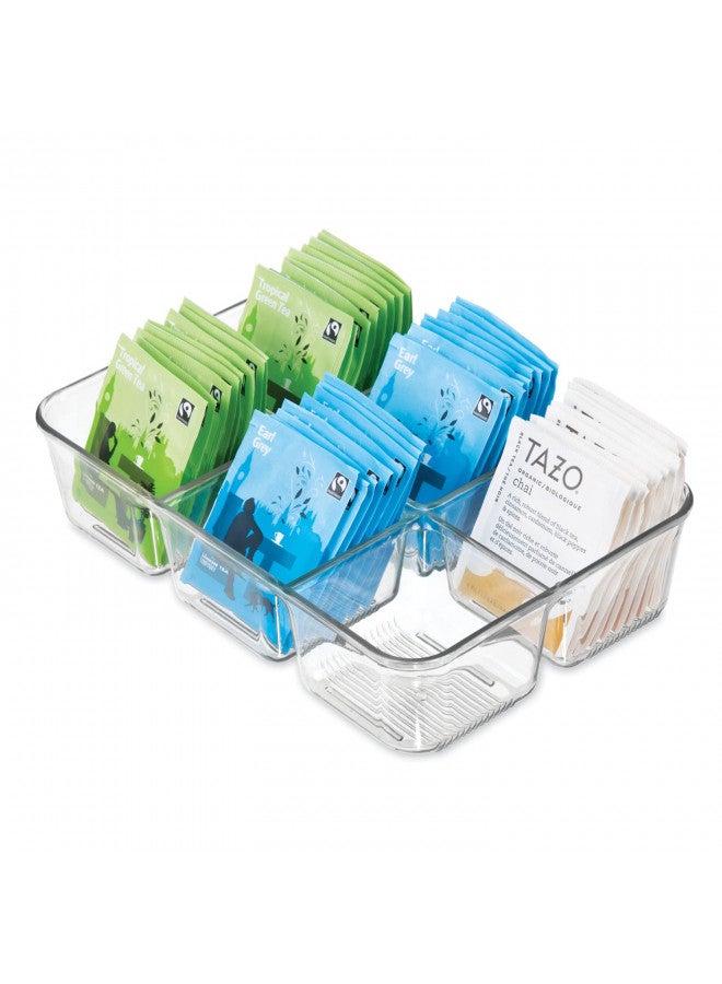 IDesign iDesign Divided Packet and Tea Bag Organizer for Kitchen Cabinets and Countertops, The Linus Collection - 6.5" x 9.5" x 2.25" - Clear - Image 1