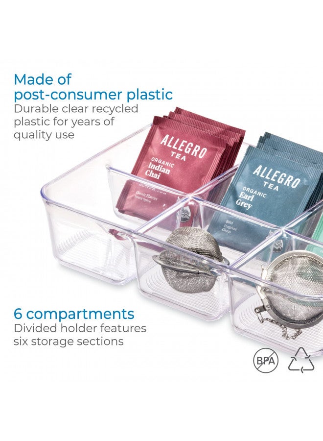 IDesign iDesign Divided Packet and Tea Bag Organizer for Kitchen Cabinets and Countertops, The Linus Collection - 6.5" x 9.5" x 2.25" - Clear - Image 4