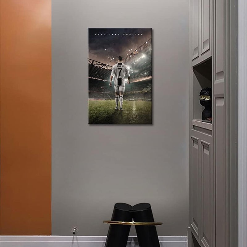 لوحة قماشية ظهر كريستيانو رونالدو مؤطرة ملصق CR7 صور ديكورية لوحة رسم ديكور منزلي حديث قماش للمنزل غرفة المعيشة غرفة الطعام ديكور حائط ملصقات مطبوعات جاهزة للتعليق - 24 عرض × 16 ارتفاع بوصة - Image 4