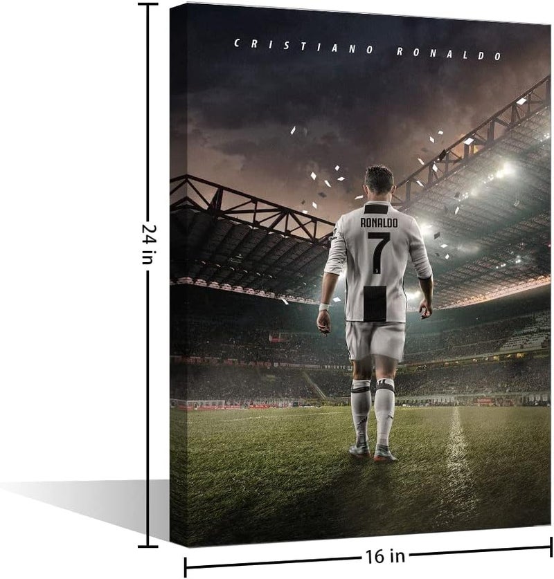 لوحة قماشية ظهر كريستيانو رونالدو مؤطرة ملصق CR7 صور ديكورية لوحة رسم ديكور منزلي حديث قماش للمنزل غرفة المعيشة غرفة الطعام ديكور حائط ملصقات مطبوعات جاهزة للتعليق - 24 عرض × 16 ارتفاع بوصة - Image 2