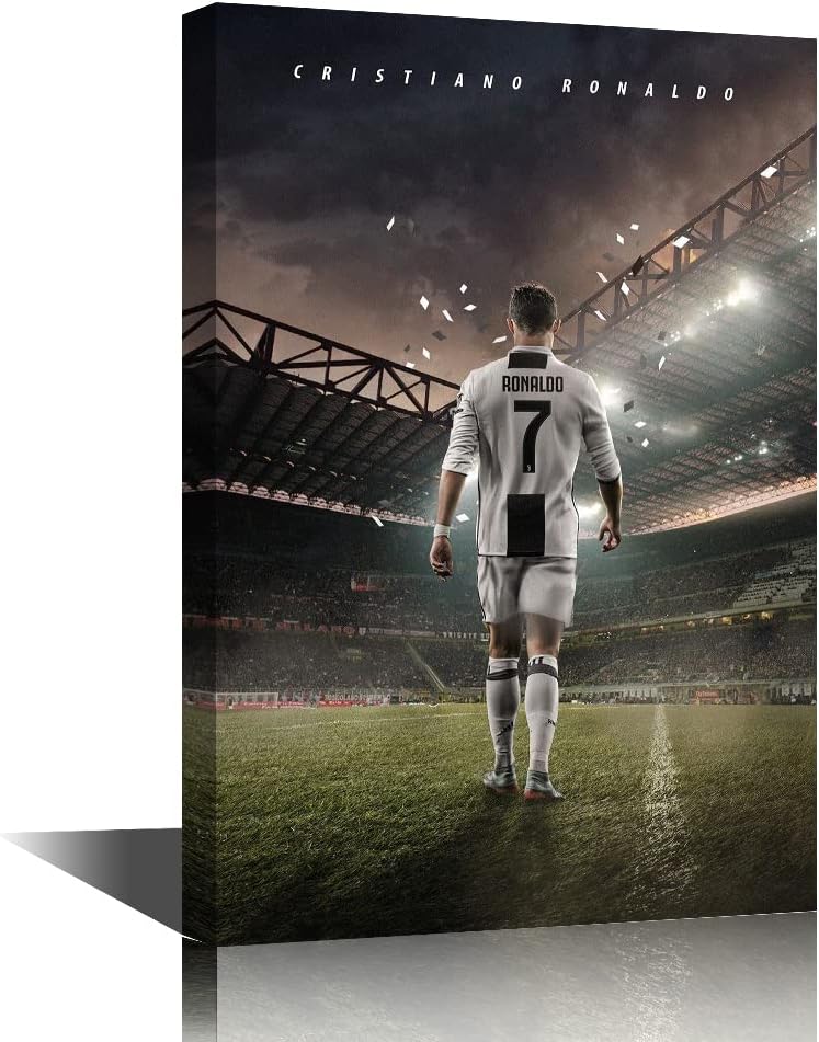 لوحة قماشية ظهر كريستيانو رونالدو مؤطرة ملصق CR7 صور ديكورية لوحة رسم ديكور منزلي حديث قماش للمنزل غرفة المعيشة غرفة الطعام ديكور حائط ملصقات مطبوعات جاهزة للتعليق - 24 عرض × 16 ارتفاع بوصة - Image 1