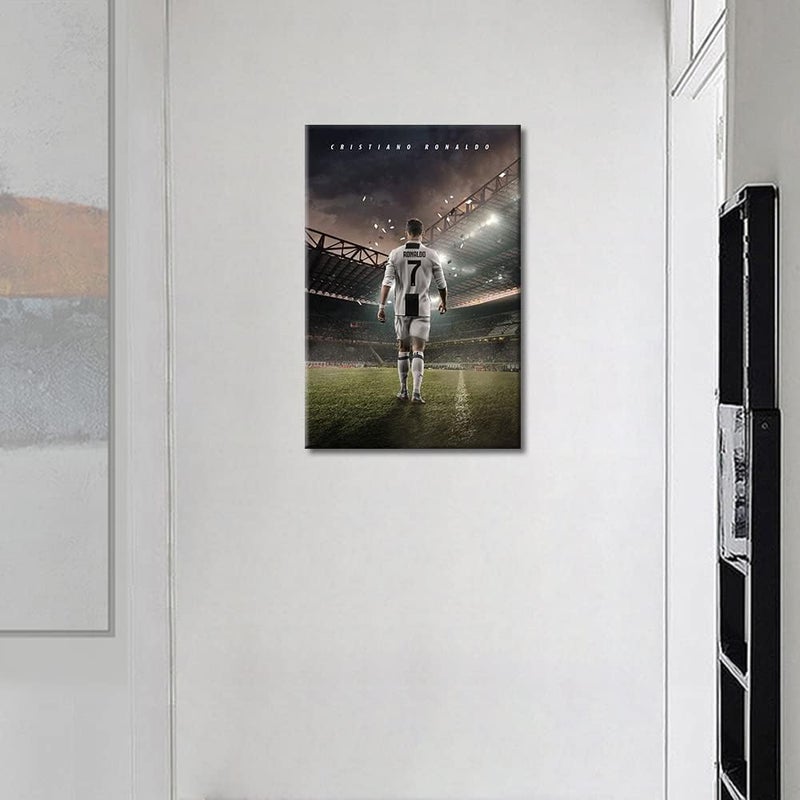 لوحة قماشية ظهر كريستيانو رونالدو مؤطرة ملصق CR7 صور ديكورية لوحة رسم ديكور منزلي حديث قماش للمنزل غرفة المعيشة غرفة الطعام ديكور حائط ملصقات مطبوعات جاهزة للتعليق - 24 عرض × 16 ارتفاع بوصة - Image 3