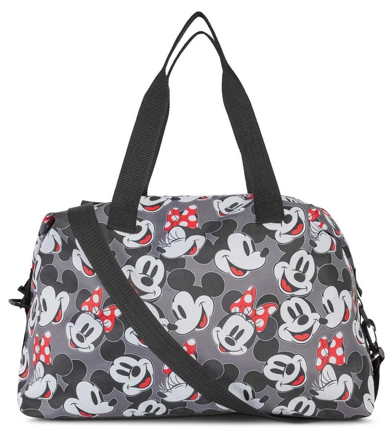 Disney Tote Duffel Bag Mickey Mouse All Over Print Weekender Travel Multicolor (Mickey Minnie Grey) - Image 1