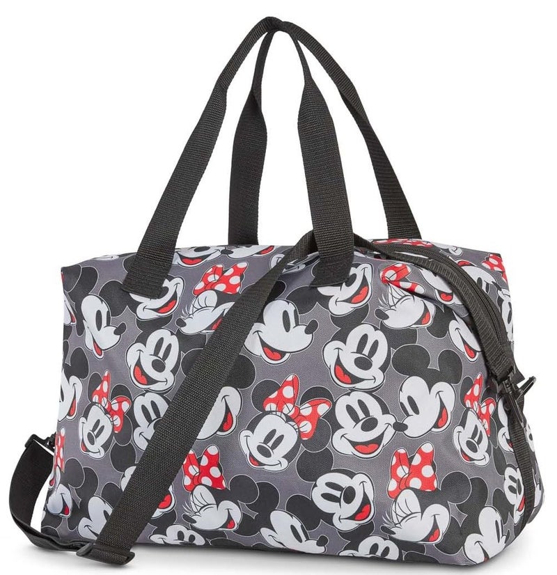 Disney Tote Duffel Bag Mickey Mouse All Over Print Weekender Travel Multicolor (Mickey Minnie Grey) - Image 5