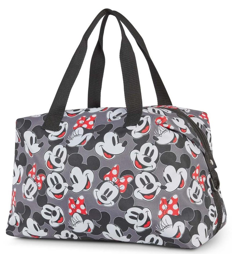 Disney Tote Duffel Bag Mickey Mouse All Over Print Weekender Travel Multicolor (Mickey Minnie Grey) - Image 4