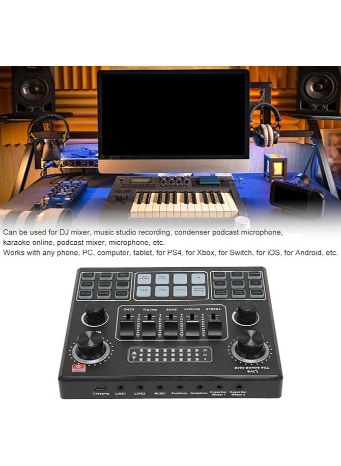 Live Studio Stereo Mixer, Professional DJ Mixer with 6 Modes And 12 Kinds of Sound Effects, Mixer DJ Live Mixing for Karaoke Tiktok Live Streaming Record Gaming - Image 3