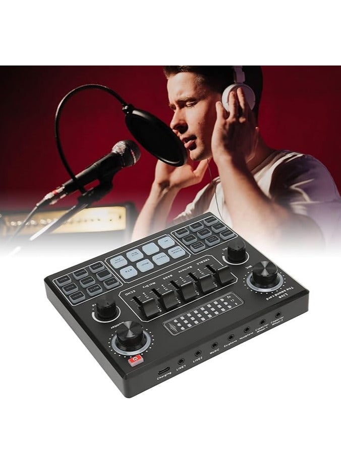 Live Studio Stereo Mixer, Professional DJ Mixer with 6 Modes And 12 Kinds of Sound Effects, Mixer DJ Live Mixing for Karaoke Tiktok Live Streaming Record Gaming - Image 4