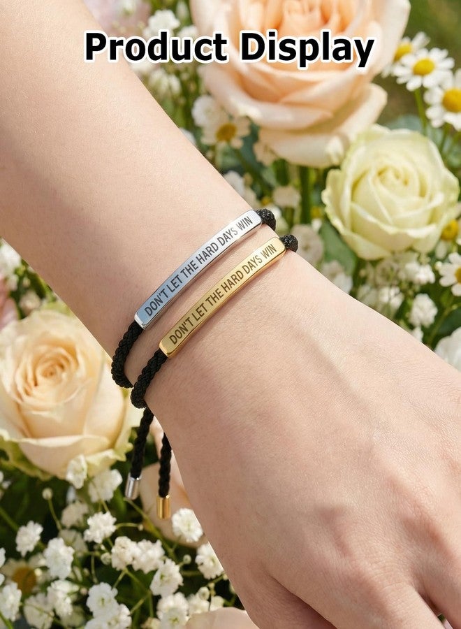 Geyynow 2 Pcs Dont Let the Hard Days Win Bracelet, Adjustable Handmade Motivational Bracelet for Men & Women - Image 4