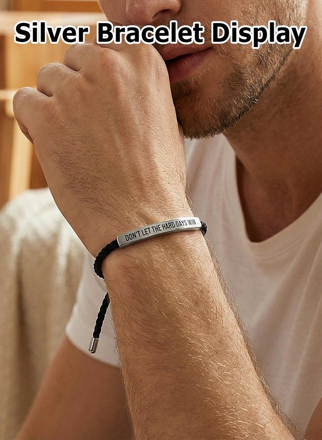 Geyynow 2 Pcs Dont Let the Hard Days Win Bracelet, Adjustable Handmade Motivational Bracelet for Men & Women - Image 5